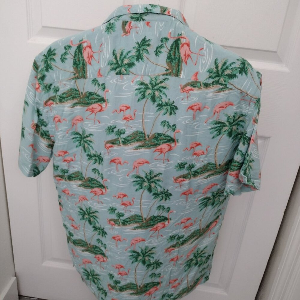 MBX Premium Goods Flamingo Tropical Shirt Mens L Cabana Hawaiian Button Up NWT - Picture 9 of 10